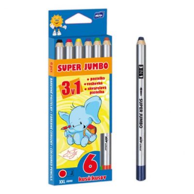 Creioane colorate JUMBO, groase, 6 culori