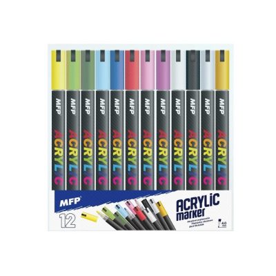Set 12 markere acrilice, MFP, 4 mm, Multicolor